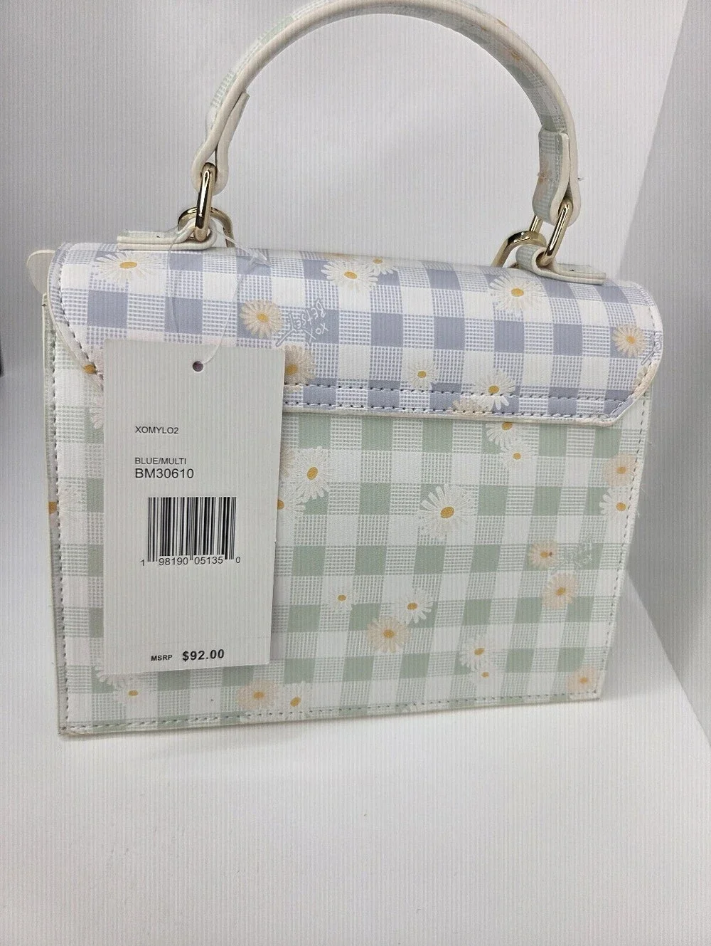 🤍▪️Betsey Johnson ▪️White Butterfly Daisy Gingham Top-Handle Satchel